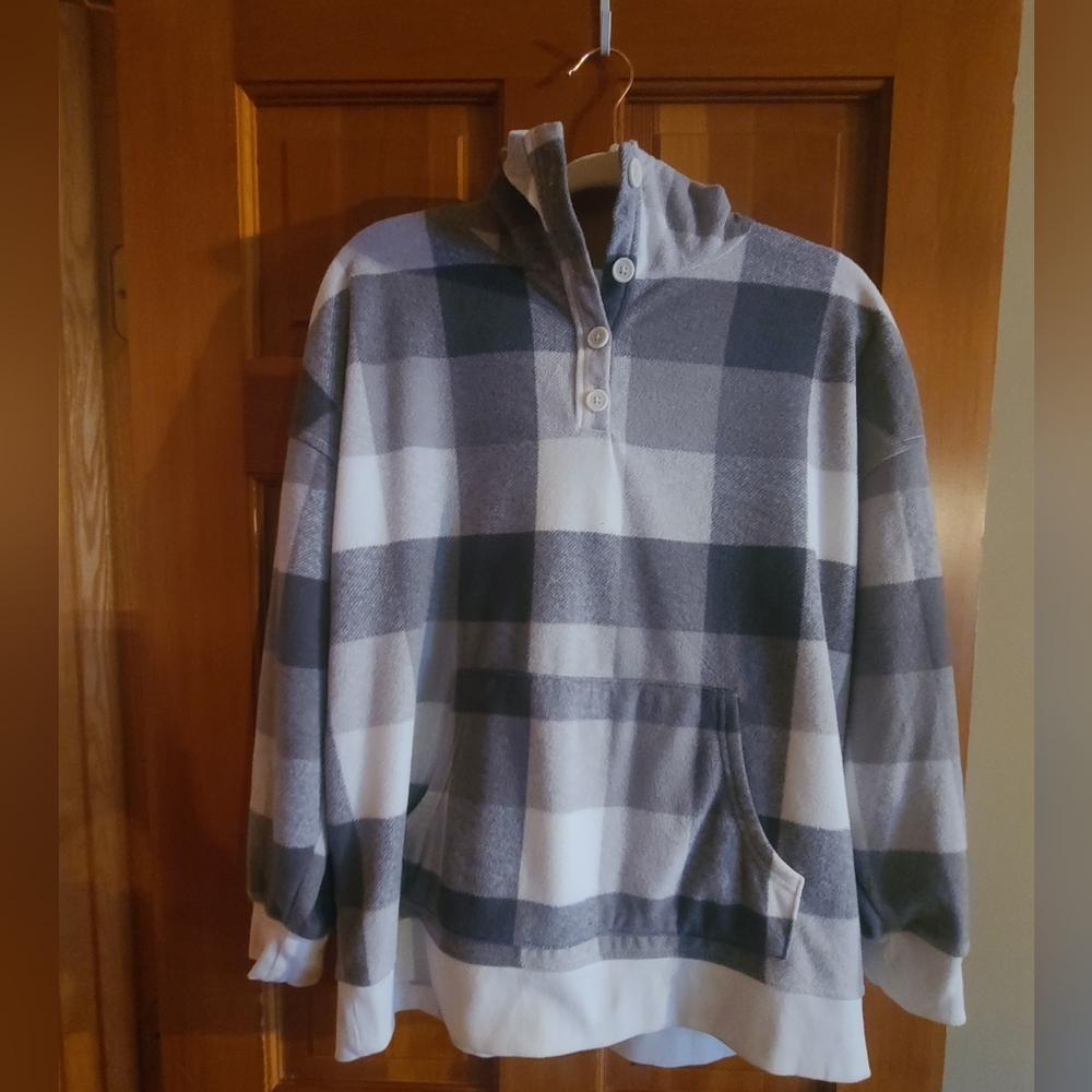 Old Navy Women's Plaid Fleece Pullover Hoodie Size Medium